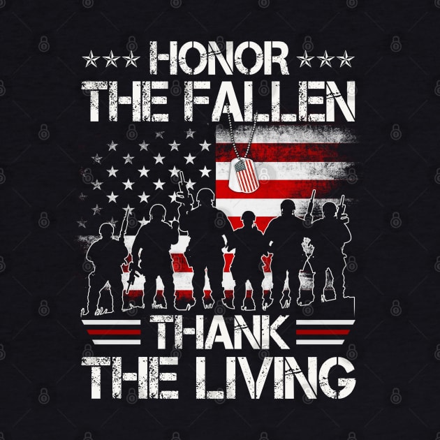 Honor The Fallen Thank The Living American Flag - Gift for Veterans Day 4th of July or Patriotic Memorial Day by Oscar N Sims